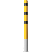 Bollard | steel tube  152 x 3,2 mm | yellow / black | Removable without fastener | With welded steel cap, incl. base sleeve Item no. 40151_10 | total length: 2000 mm | with welded steel cap